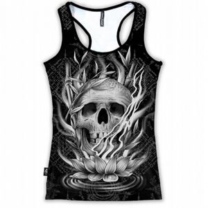 Liquor Brand Dok Bua Women's Tank Top Shirt Size 2XL Lotus Flower Skull Gothic